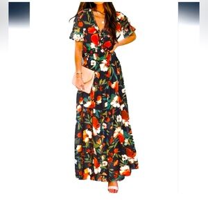 Womens Casual Boho Floral Printed V
Neck Short Sleeve Maxi Dress S

#32